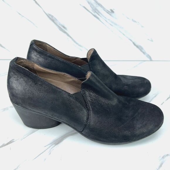 Dansko Shoes - Dansko Robin Black Nubuck Leather Heeled Slip On Loafers Womens EU 39 US 8.5 - 9